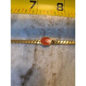 vintage NOS Biagi 15" gold tone necklace w/ coral celluloid charm